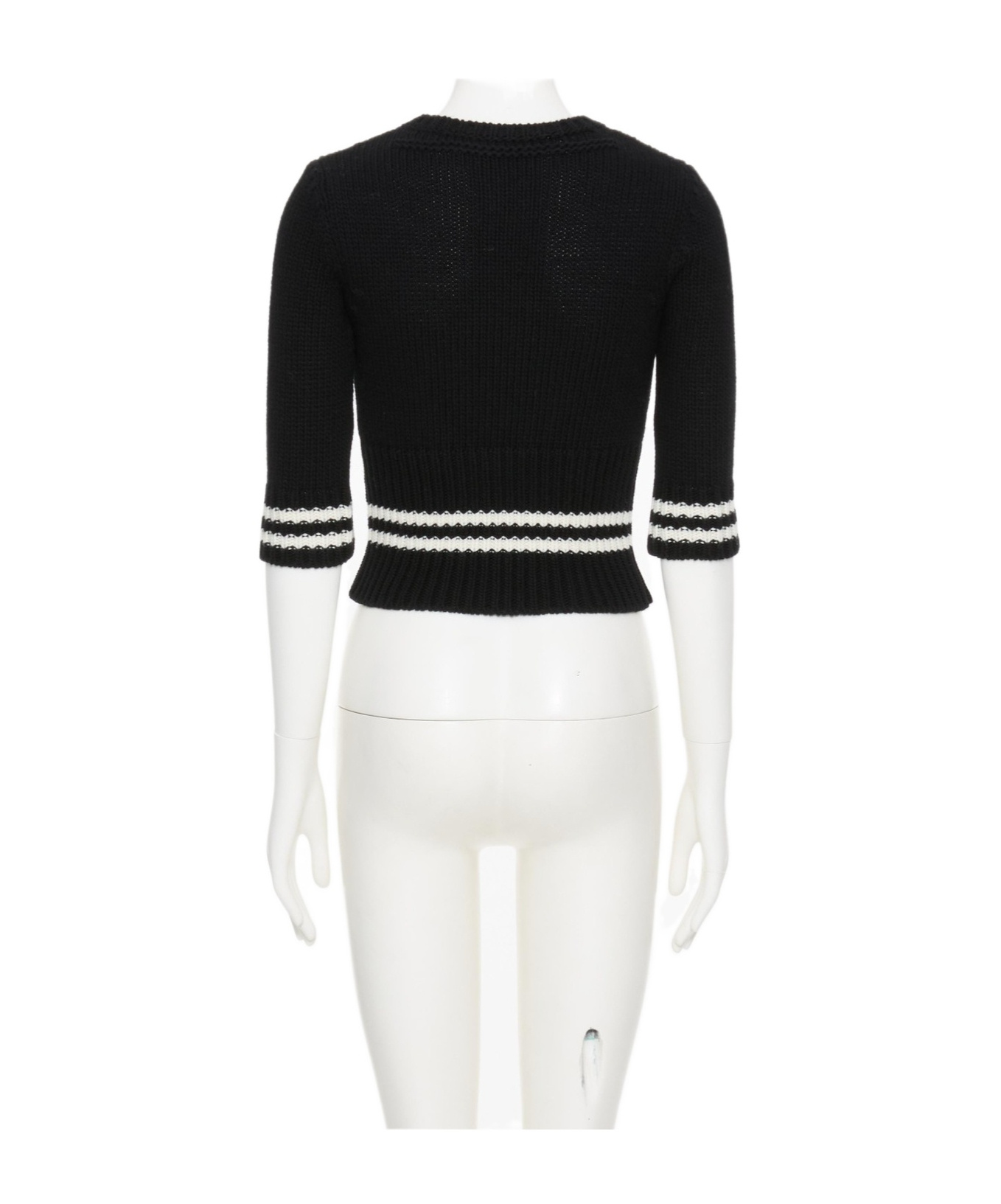 Valentino Wool Sweater With Open Knit Motif In White