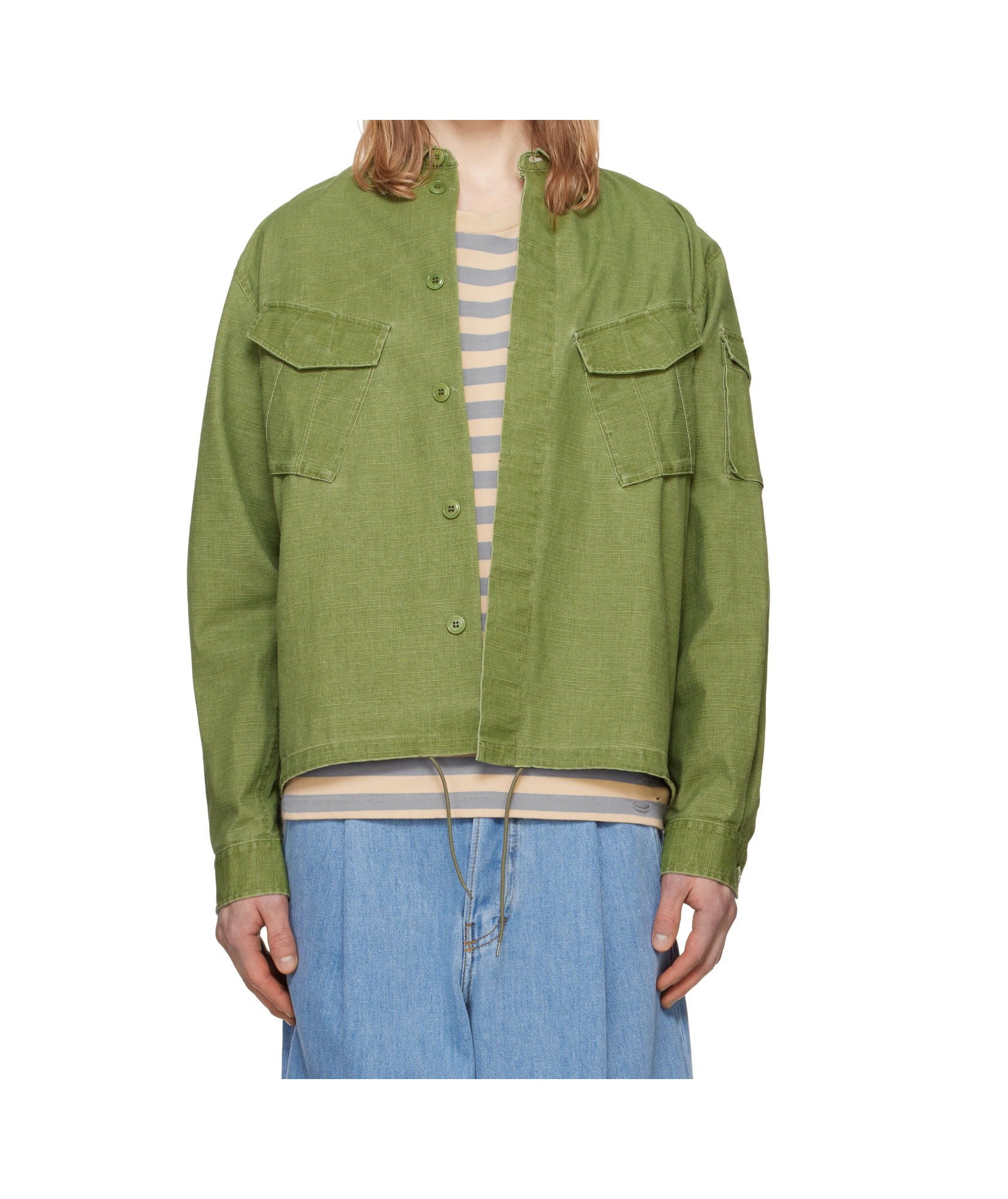 Kenzo Camicia Oversize In Cotone Verde Uomo In Green