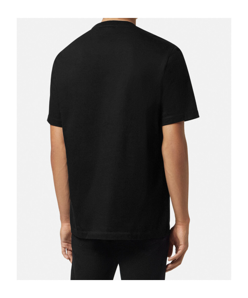 Versace Black T-shirt With Medusa Head Logo Print On The Front In Cotton Man In Black