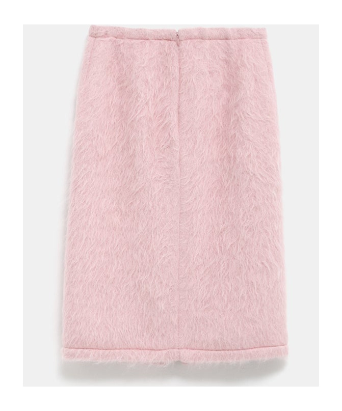 Dries Van Noten Pink Faux-fur Midi Skirt In Pink