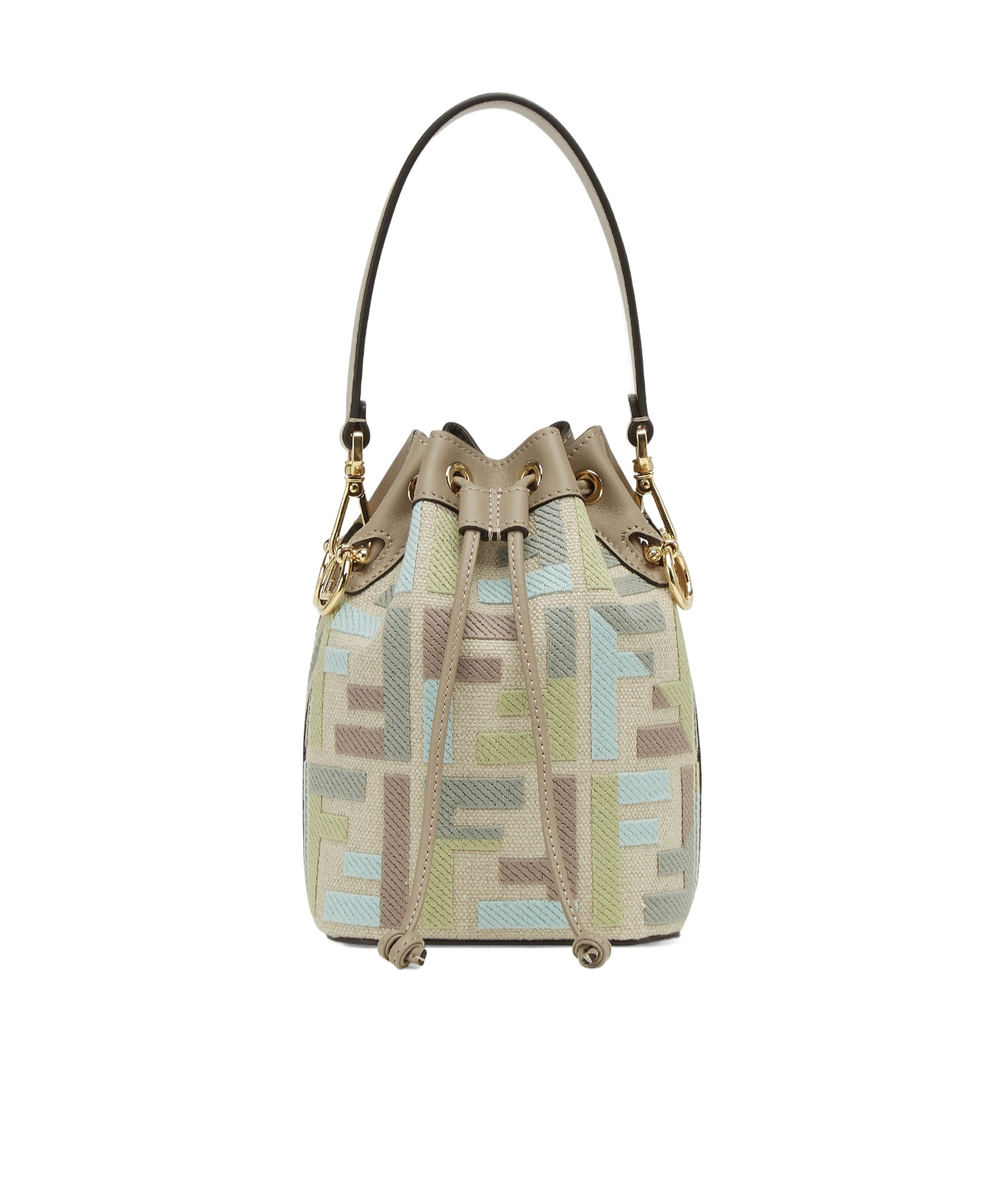 Fendi Mon Tresor Drawstring Bucket Bag In Nude