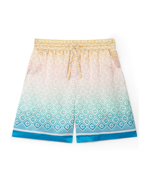 Casablanca Gradient Letter Silk Shorts In Nude