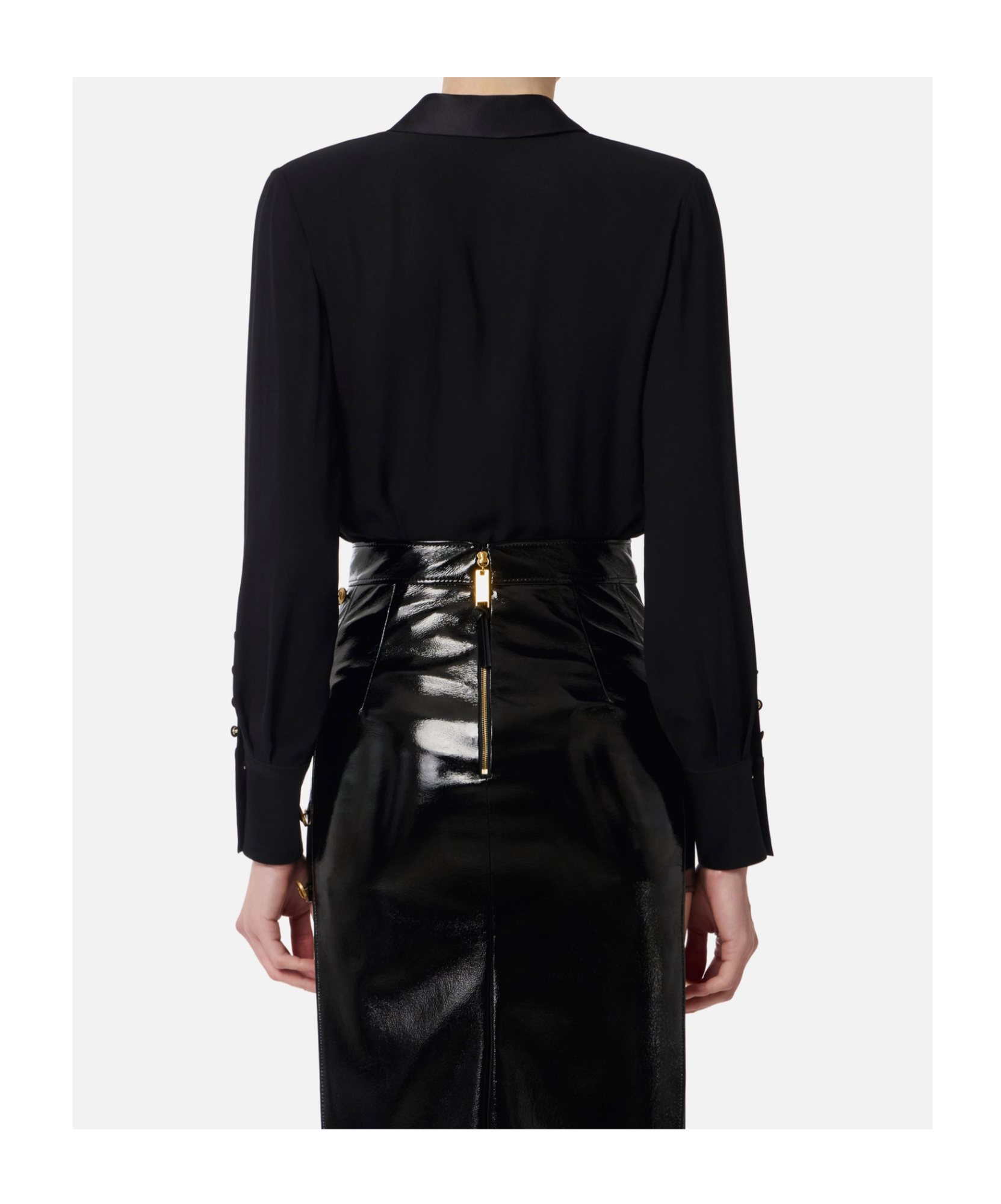Elisabetta Franchi Panelled Button-cuff Bodysuit In Black