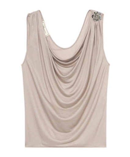 Blumarine Jersey Top With Metal Rose Decoration In Pink