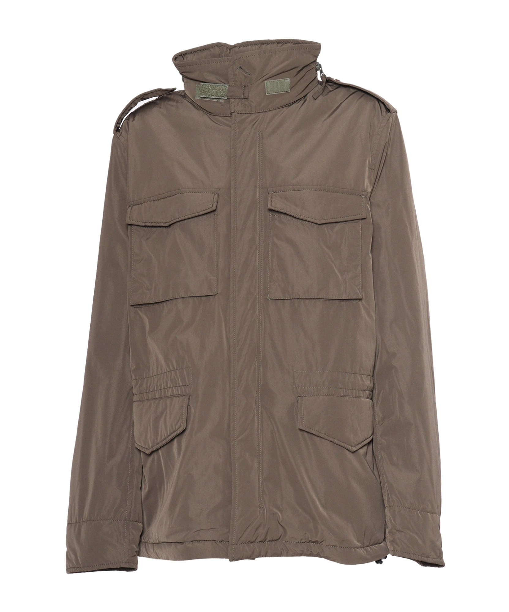 Aspesi Military-inspired Utility Jacket With Adjustable Hood In Brown