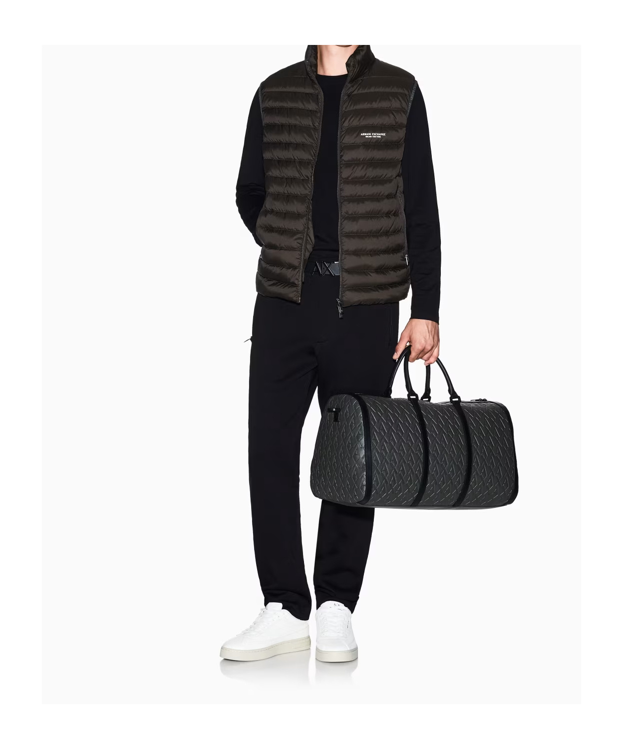 Armani Exchange Full Zip Sleeveless Down Jacket In Black
