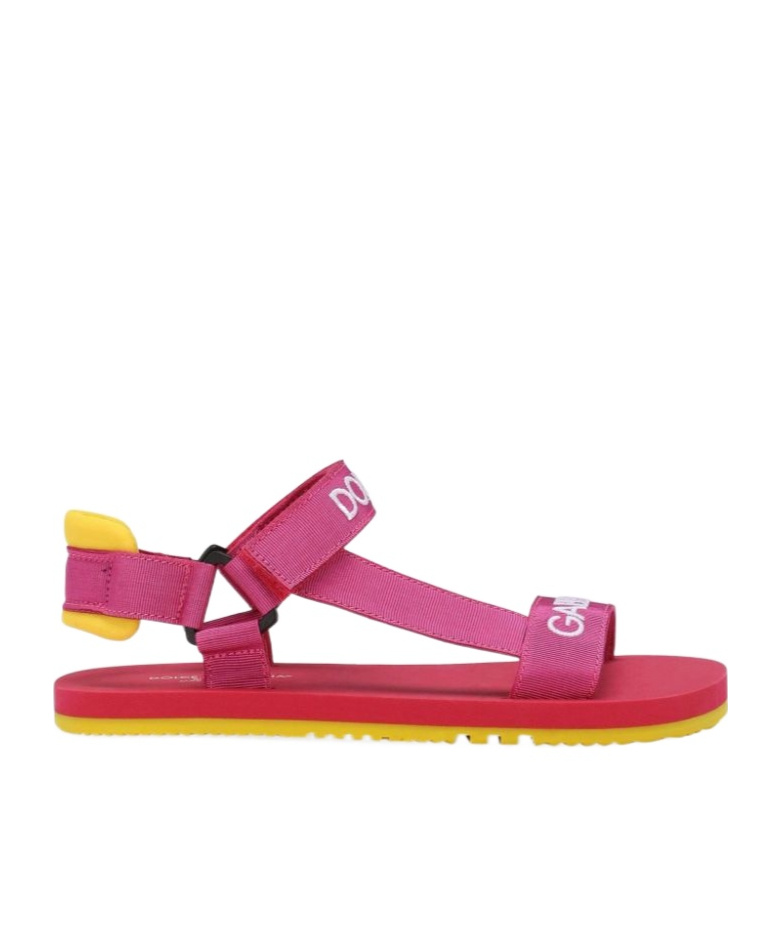 Dolce & Gabbana Logo-embroidered Touch-strap Sandals In Pink