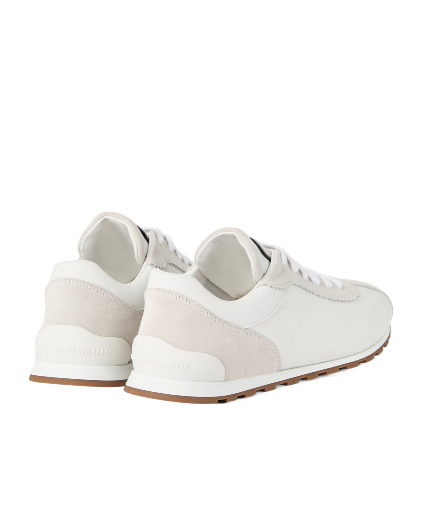 Brunello Cucinelli Embellished Suede-trimmed Stretch-knit Sneakers In White