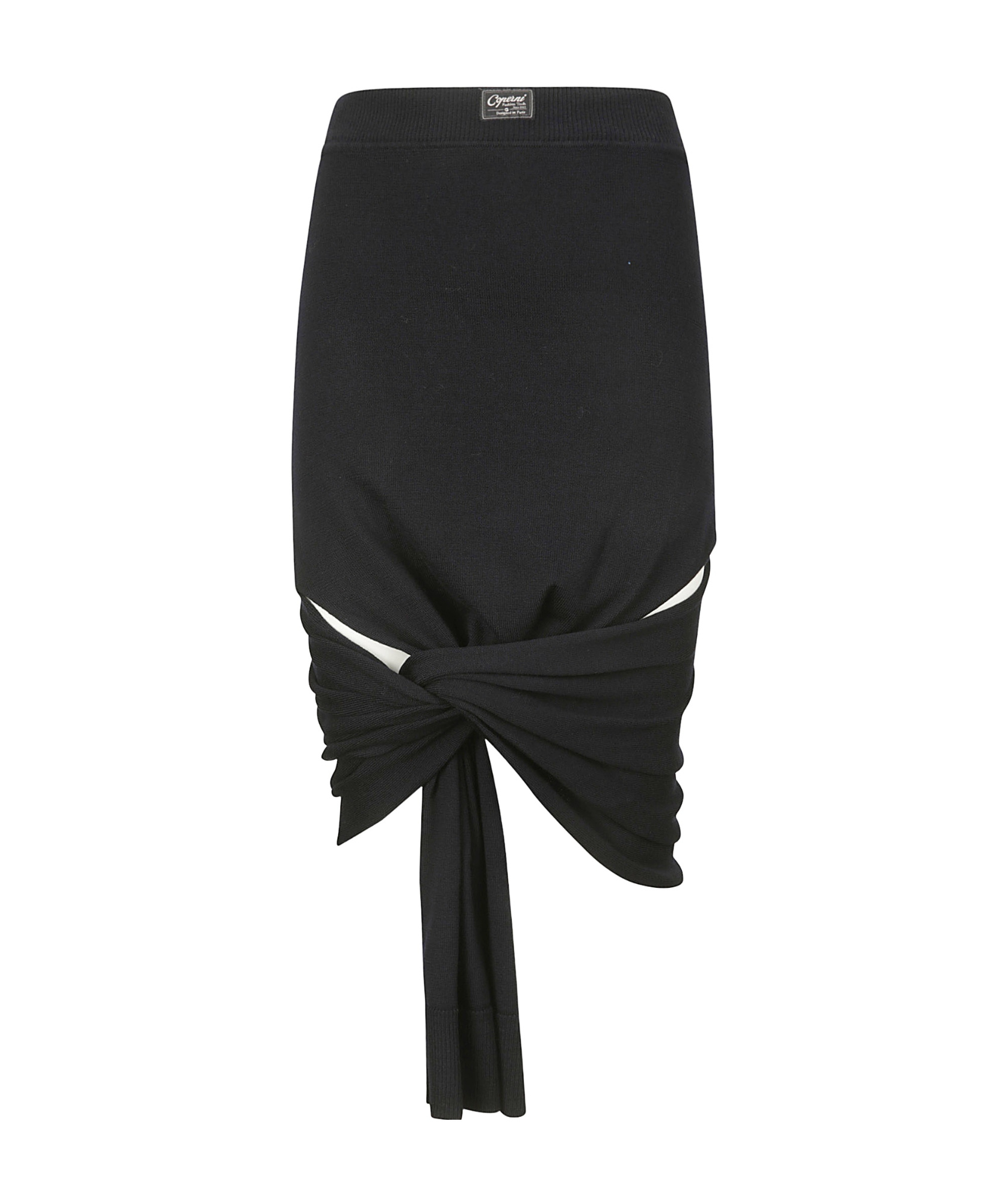 Coperni Wool Midi Skirt With Knot Detail In Black