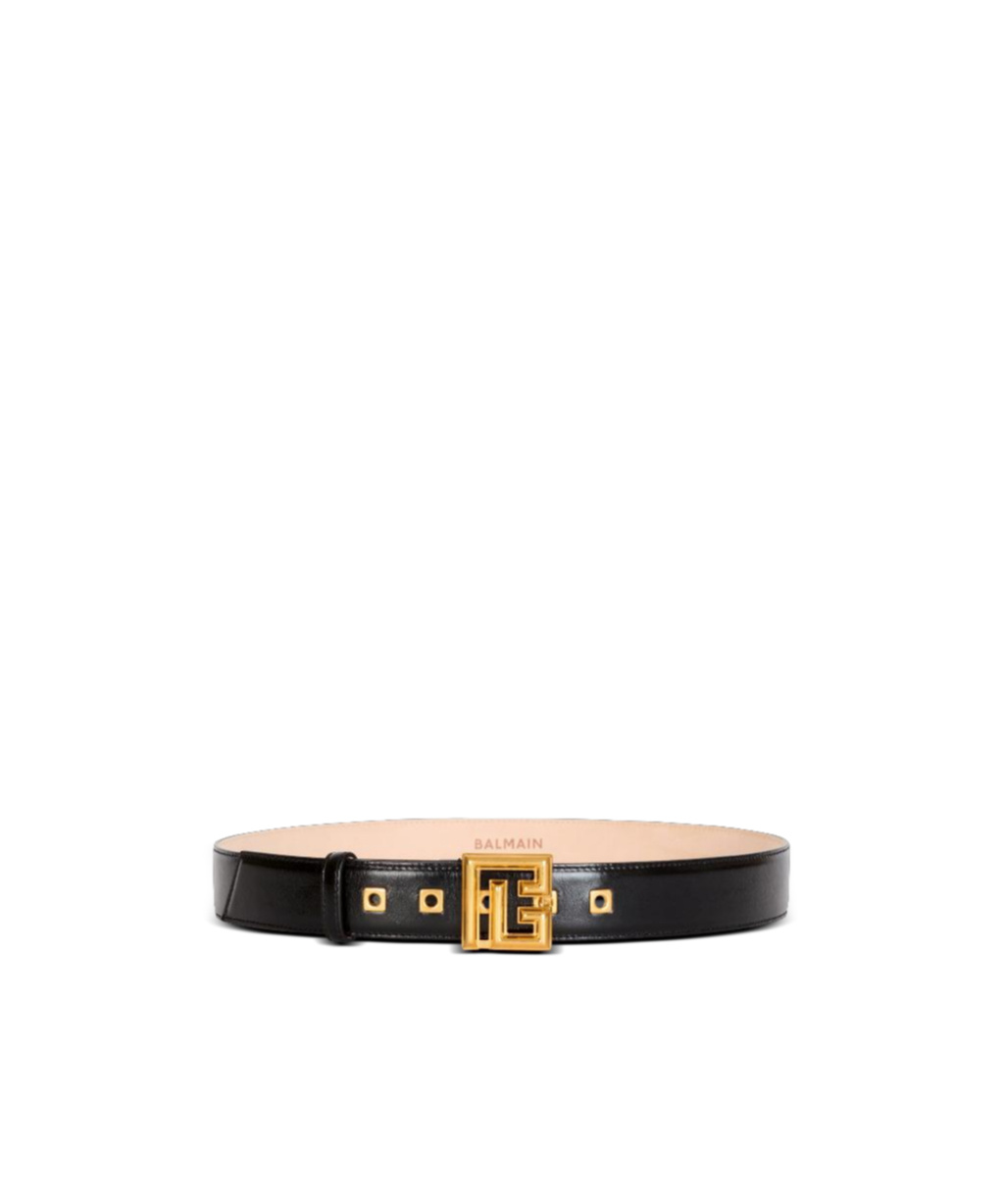 Balmain Logo Plaque Buckle Belt In Black