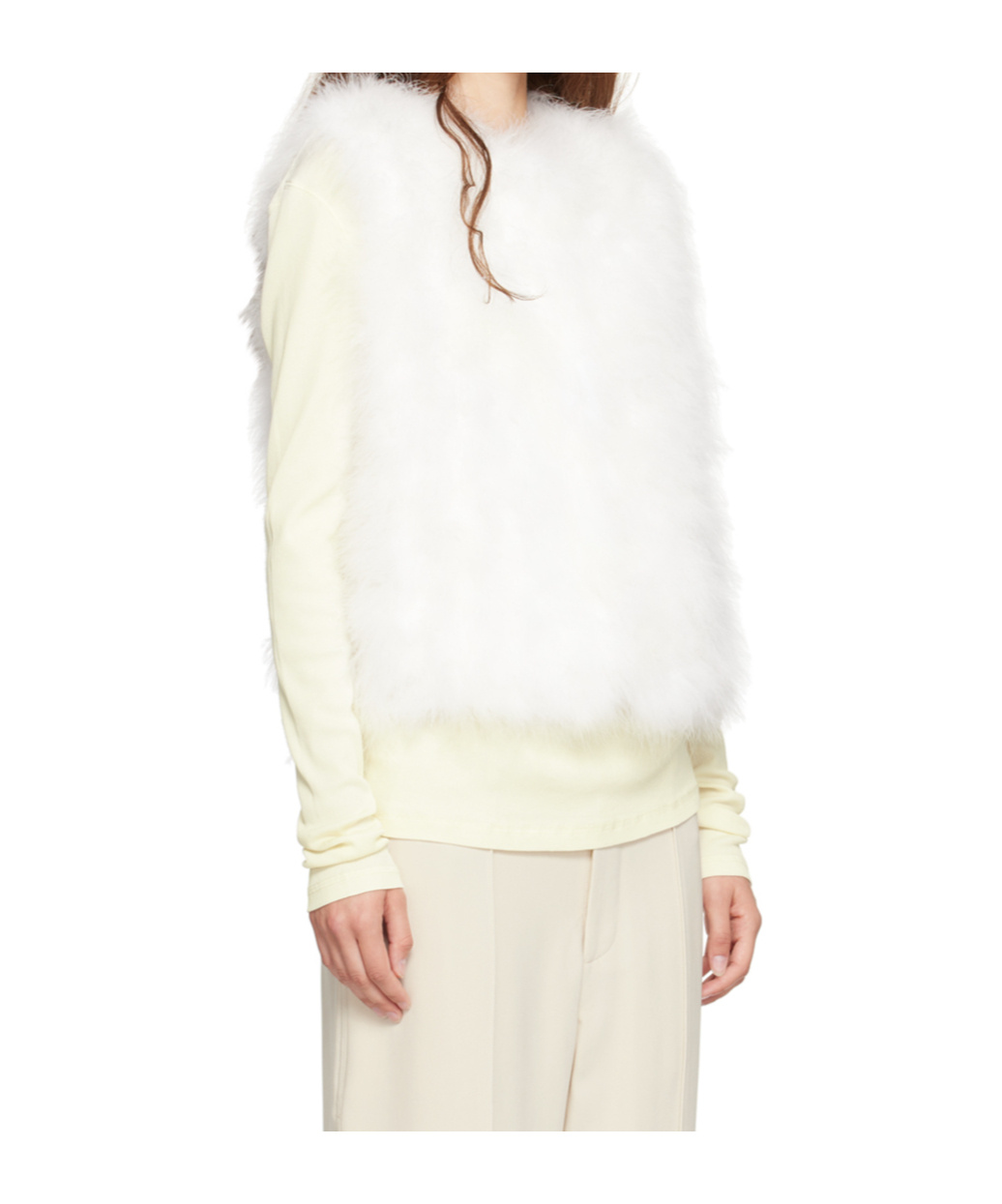 Shop Yves Salomon Round-neck Vest In White