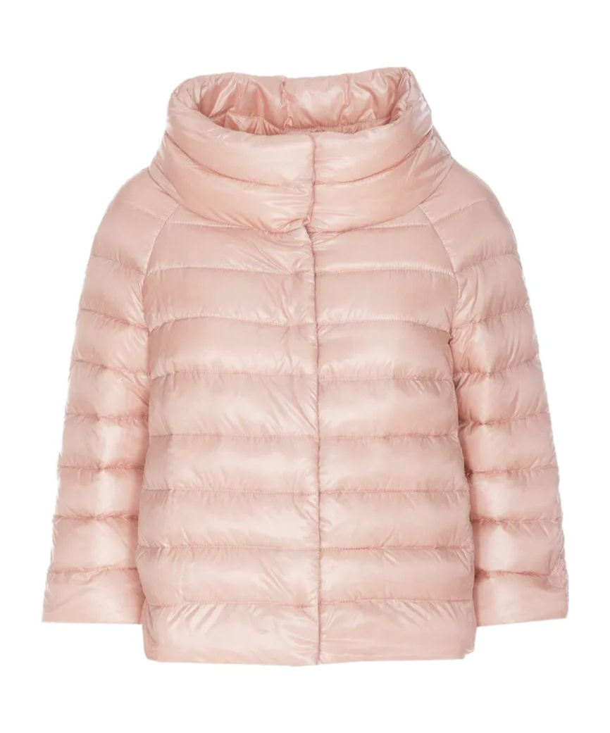 Herno Funnel Neck Straight Hem Down Jacket In Pink