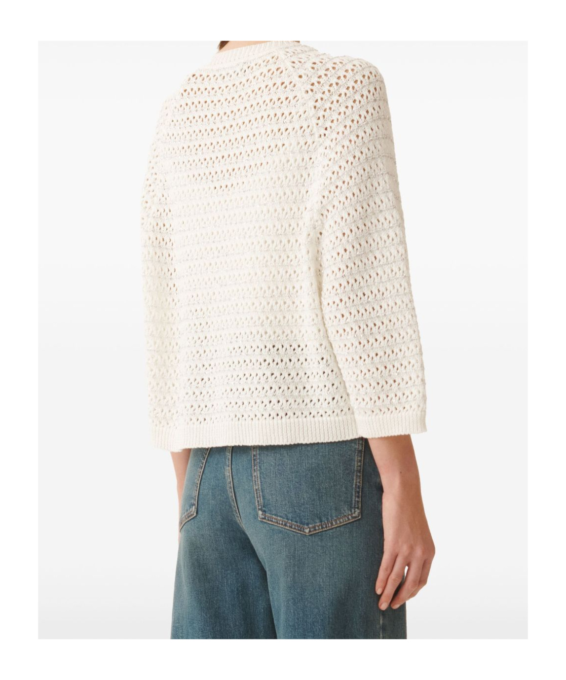 Fabiana Filippi Cotton Open Cape With Sequins In White