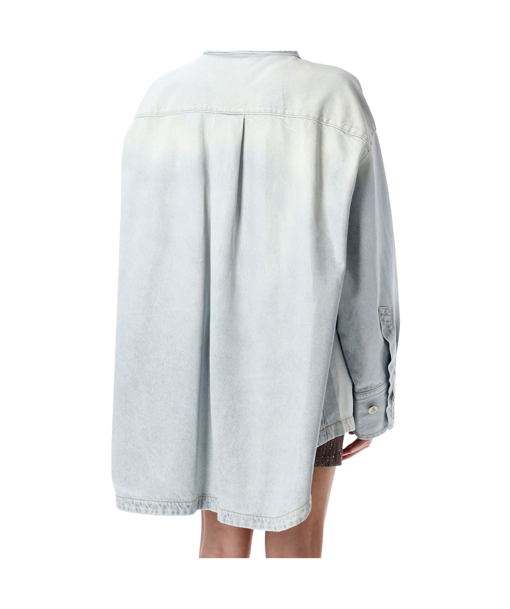Attico Denim Overshirt With Slit Detail In White