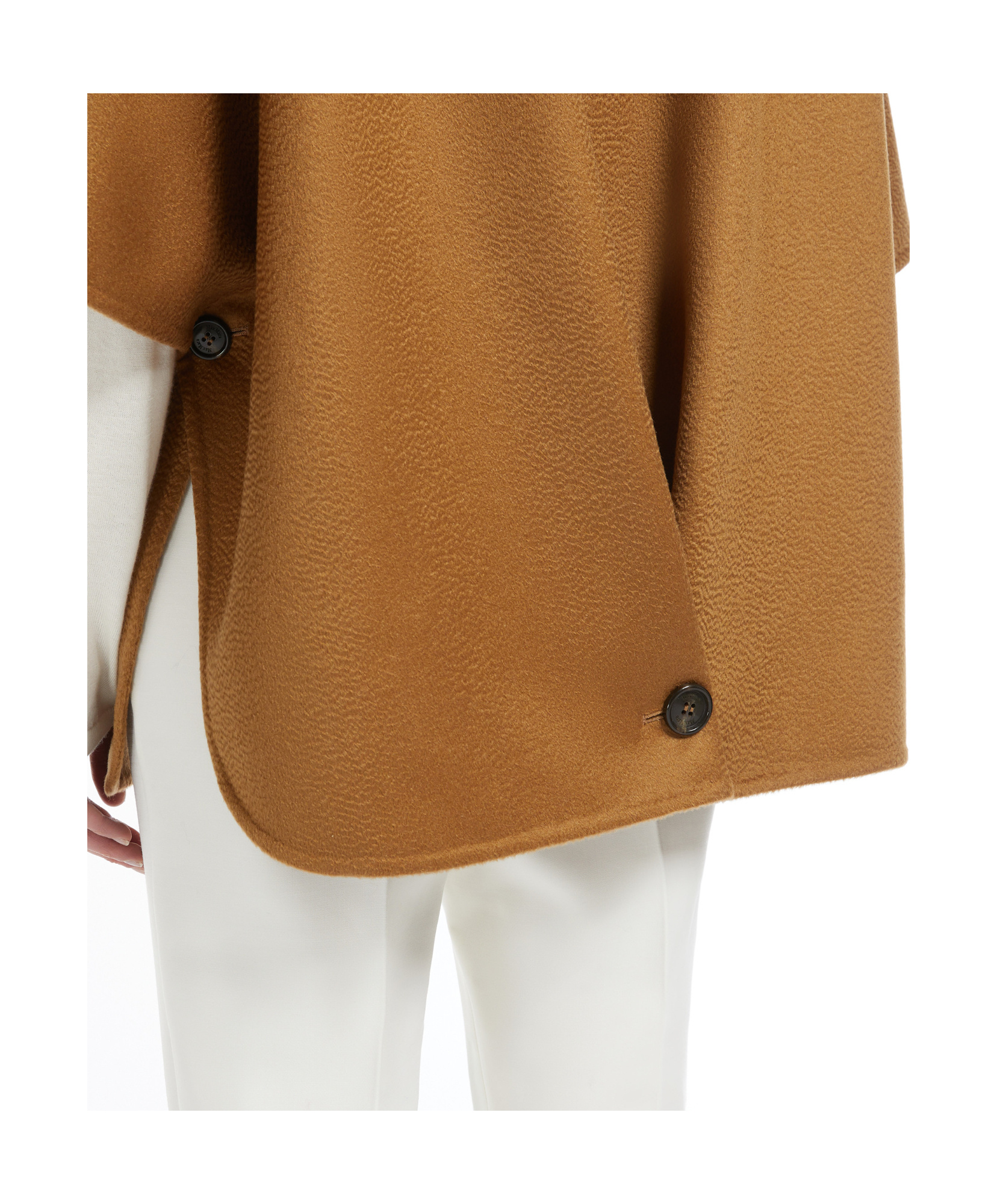 Max Mara Short-sleeved Cashmere Cape In Hazelnut Brown