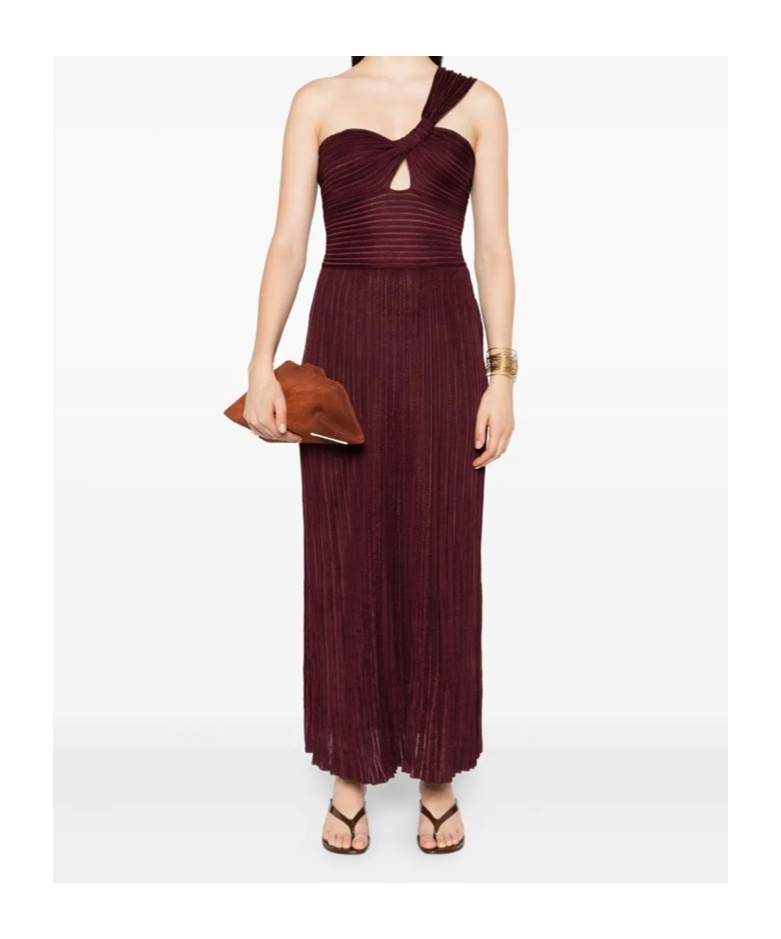 Gabriela Hearst Pleated One-shoulder Dress In Brown