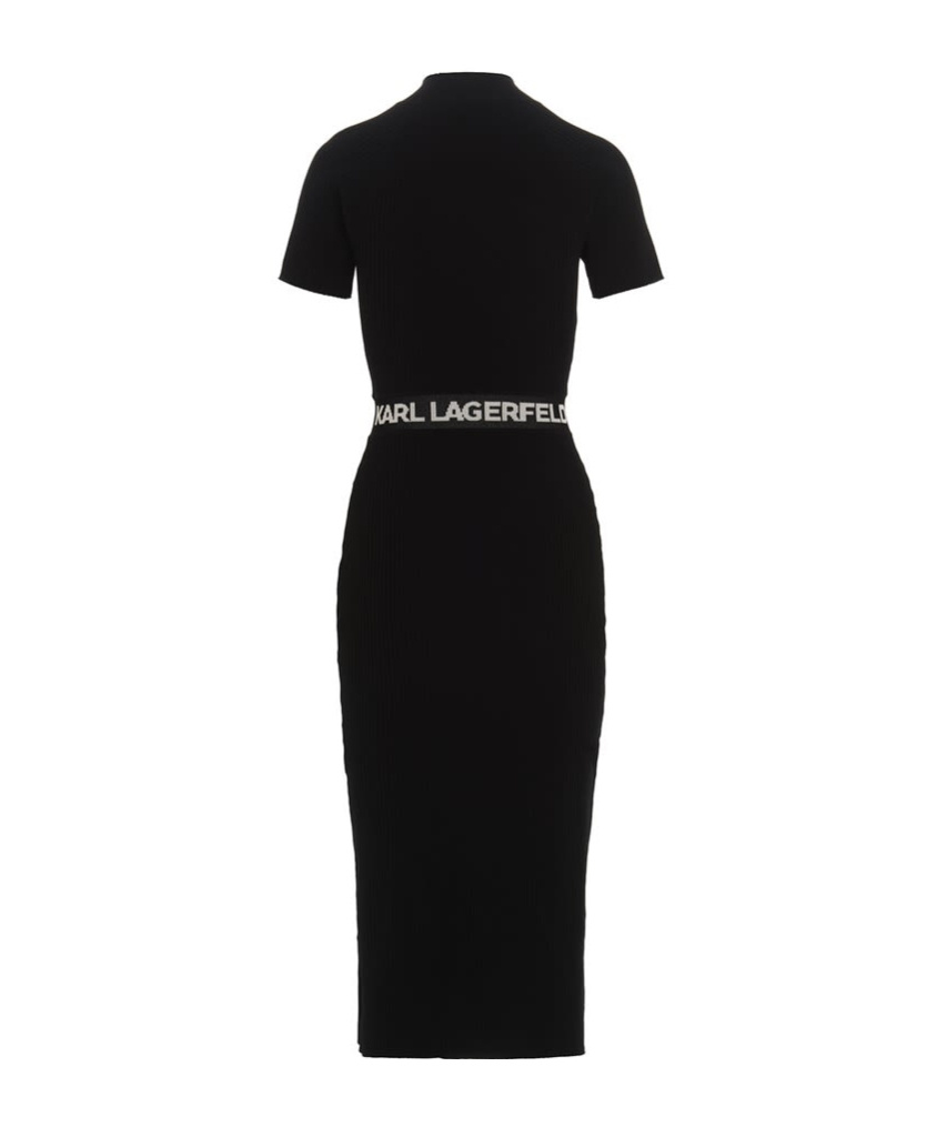 KARL LAGERFELD LOGO-WAIST KNITTED DRESS