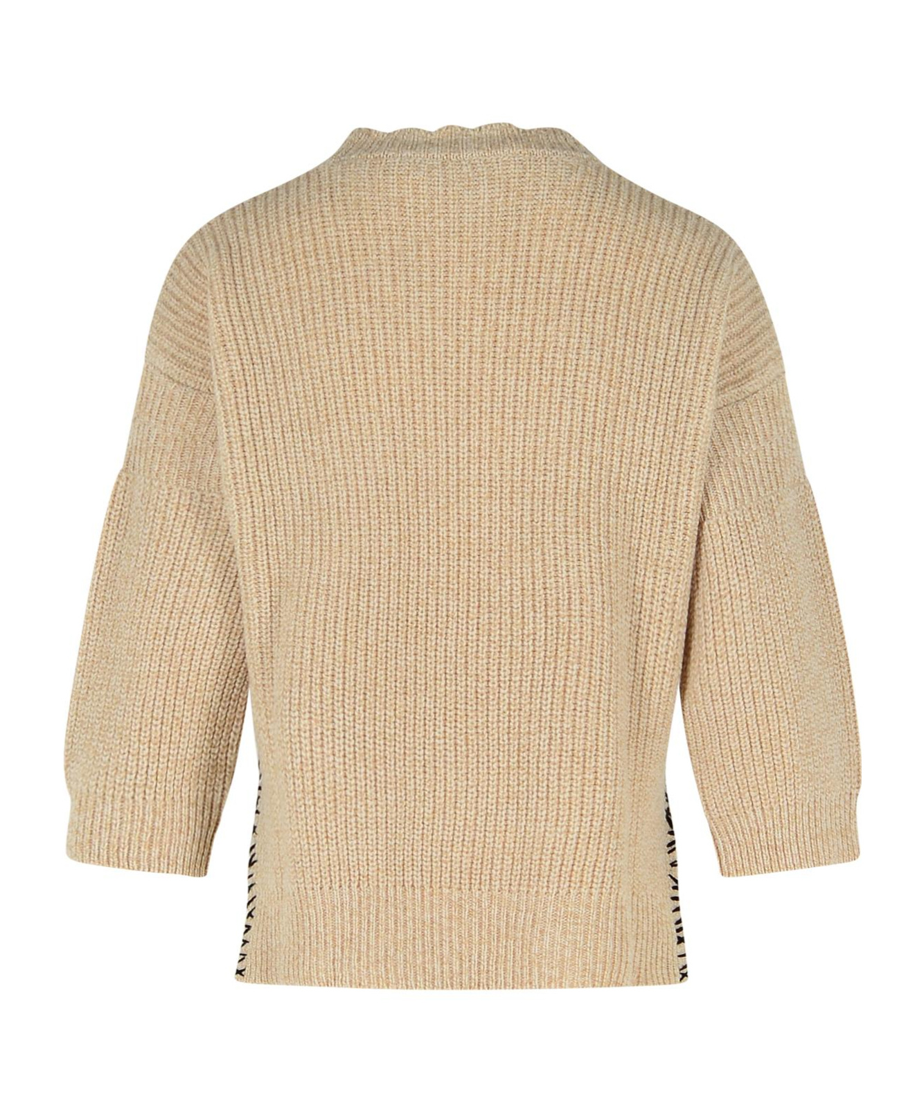 Marni Crew Neck Wool Sweater Embroidered In Neutral