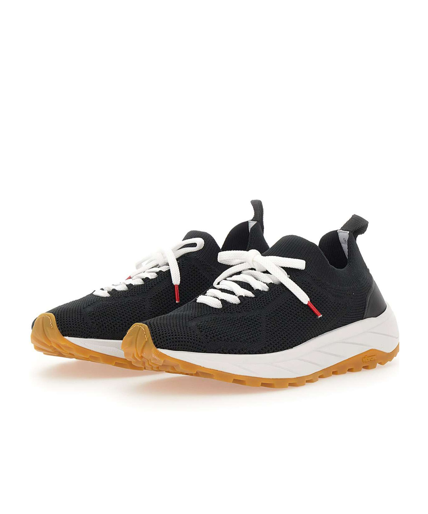 Kiton Leather-insert Sneakers In Black