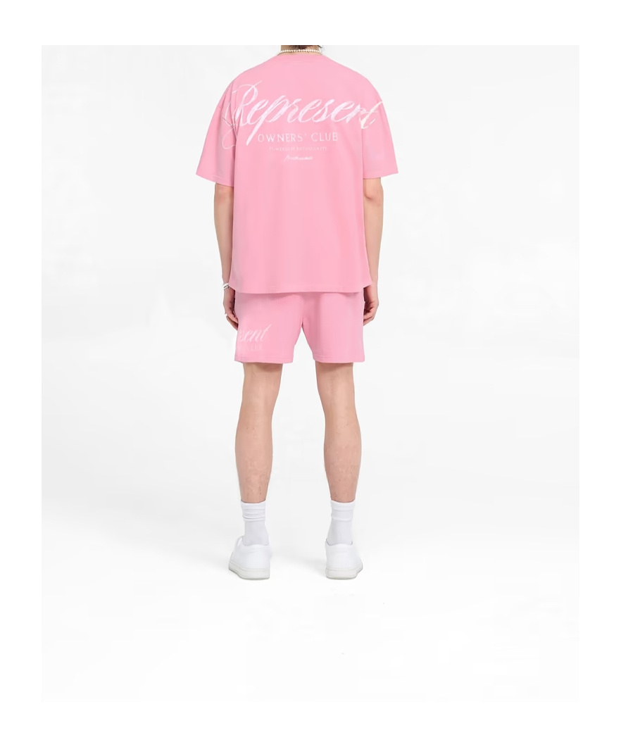 Represent Club Owners Mesh Texture Pink Shorts In Pink