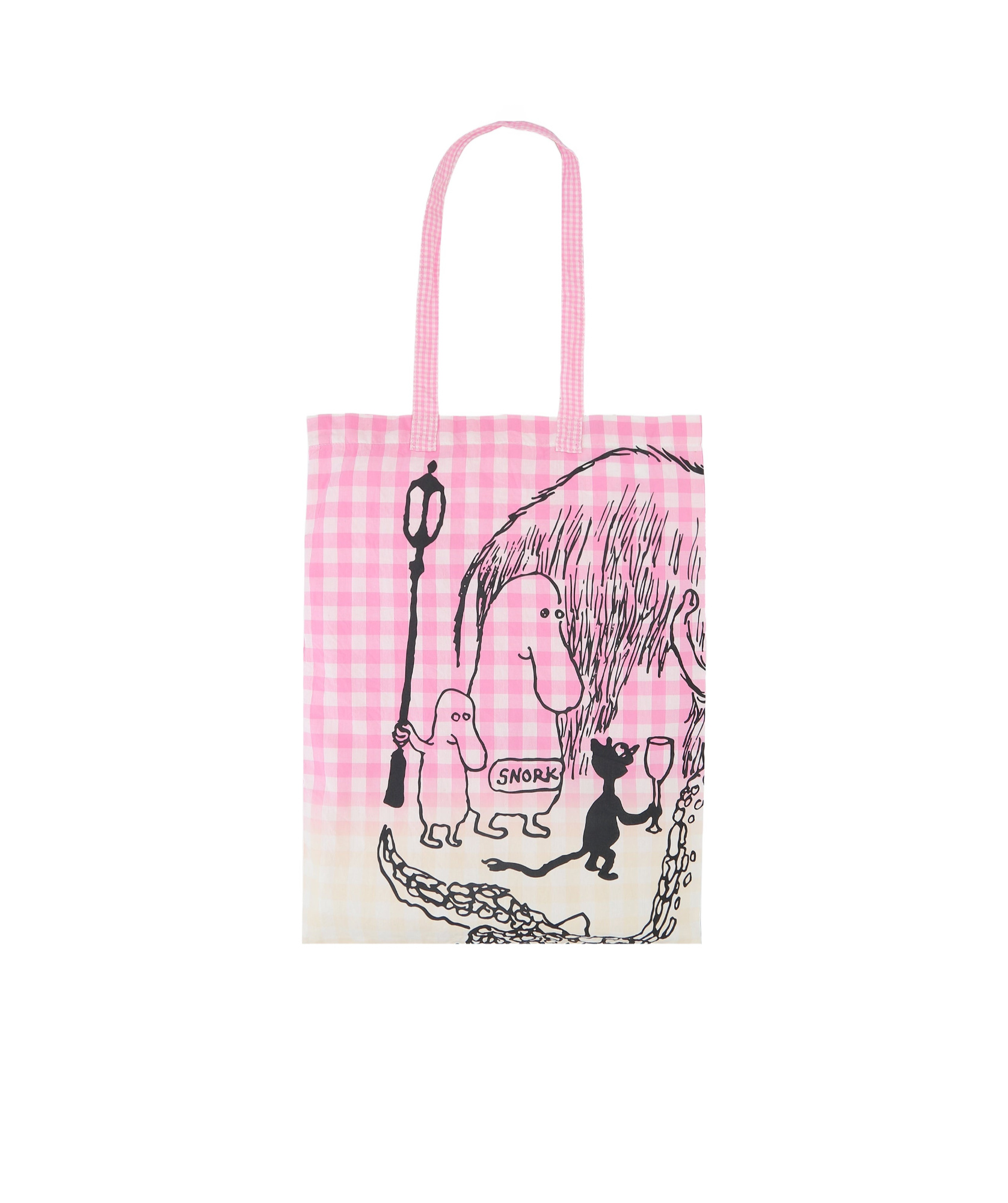 COMME DES GARÇONS CHECK COTTON TOTE BAG WITH GRAPHIC PRINT