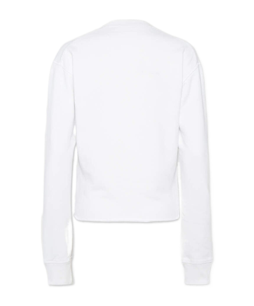 Dsquared2 Supernegative Dyed Just Right Cropped Raw Hem Crewneck In White