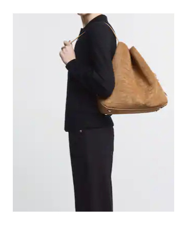 Hogan Suede Hobo Tote Adjustable Shoulder Strap In Sand