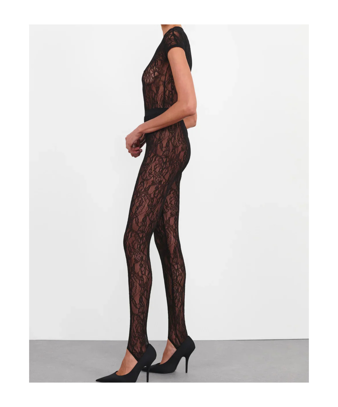 WARDROBE.NYC LACE STIRRUP LEGGING 