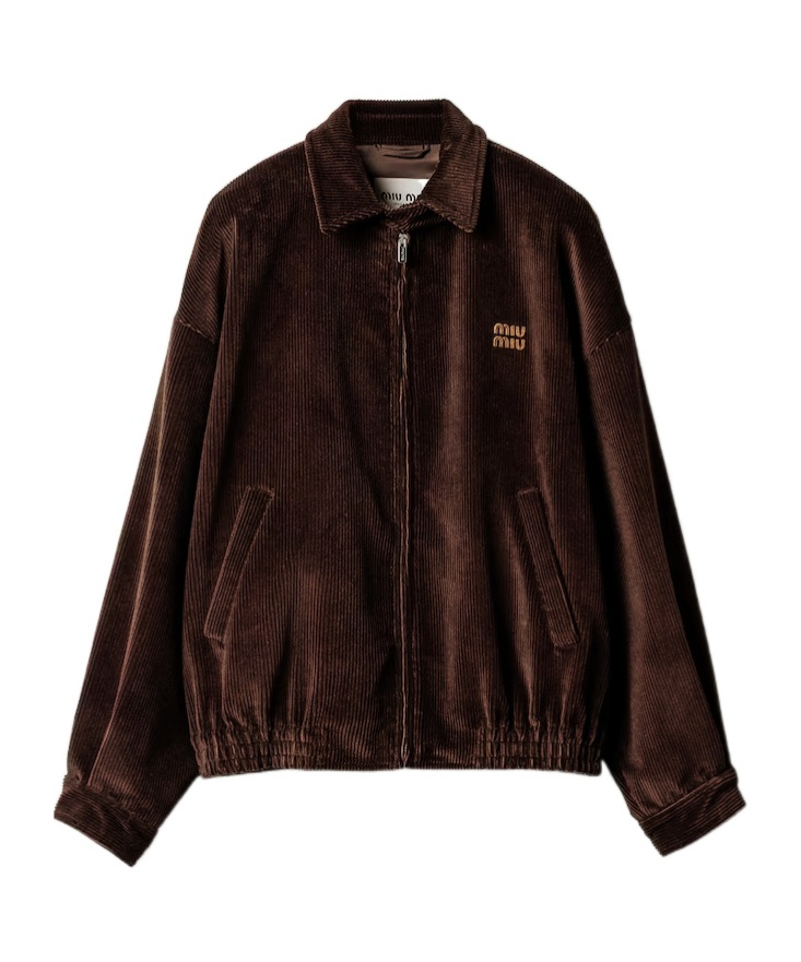 Miu Miu Corduroy Blouson Jacket In Brown