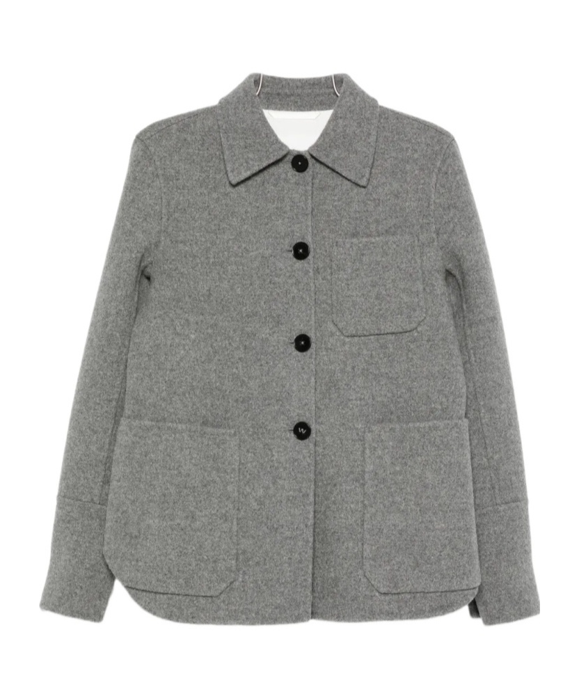 Jil Sander Patch-pocket Button-front Jacket In Gray