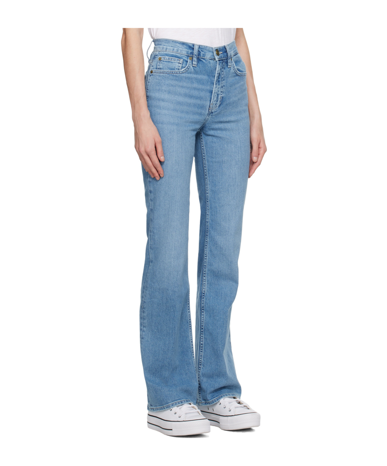 Frame The Slim Stacked Elastic Jeans In Blue