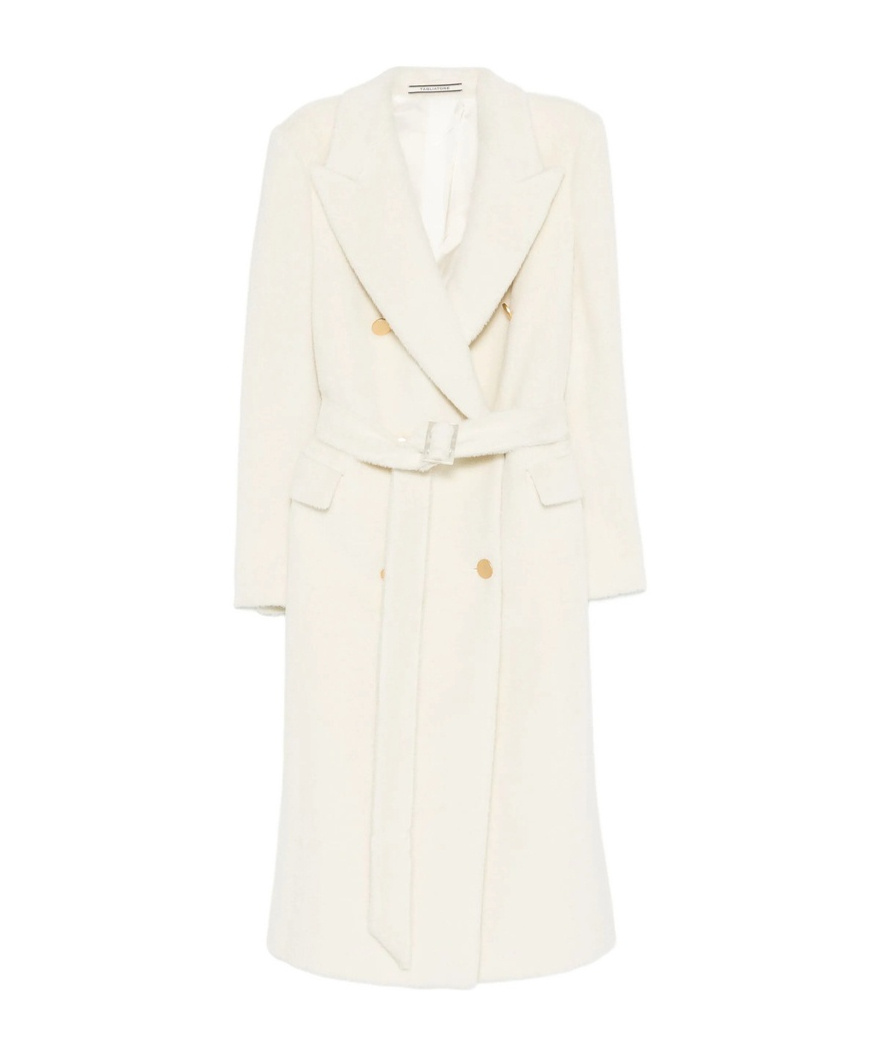 Tagliatore Double-breasted Belted Coat In White