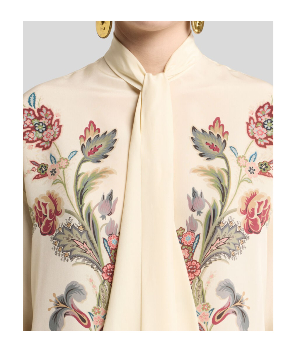 Etro Silk Blouse With Placed Print In Neutral