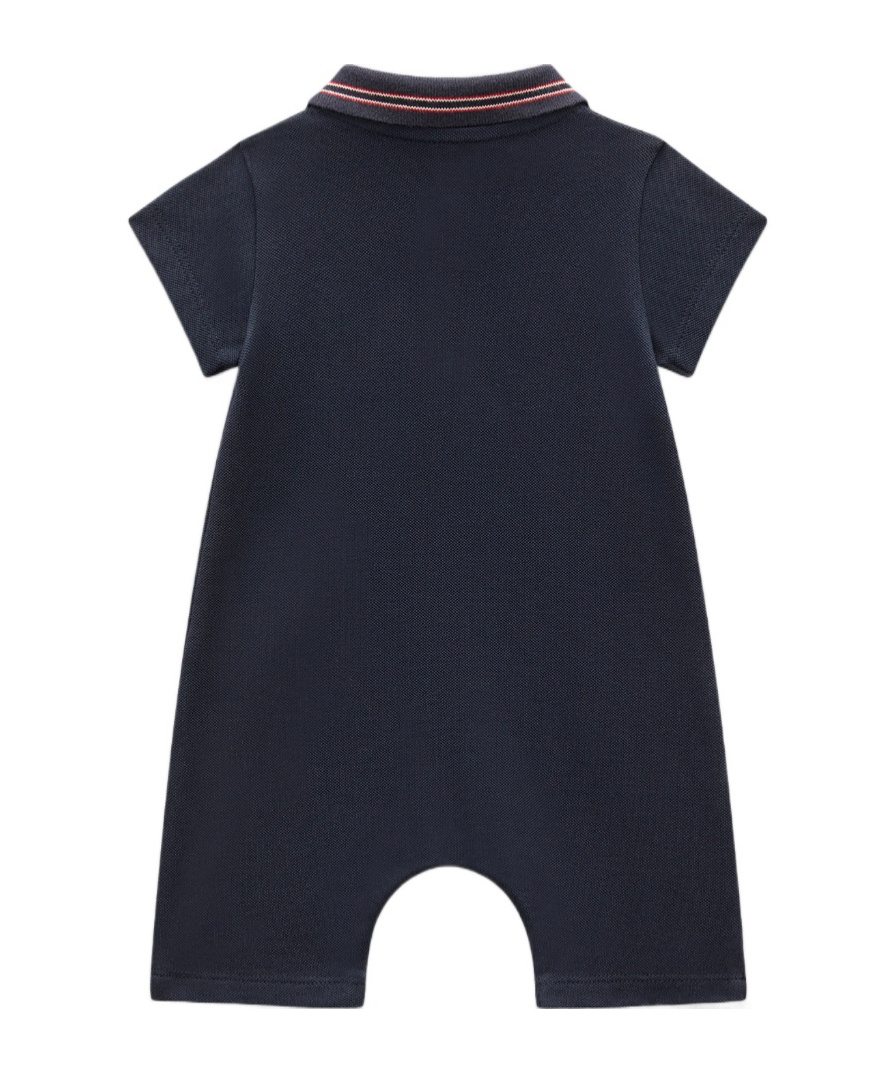 Moncler Logo Short-sleeved Jumpsuit In Midnight Blue