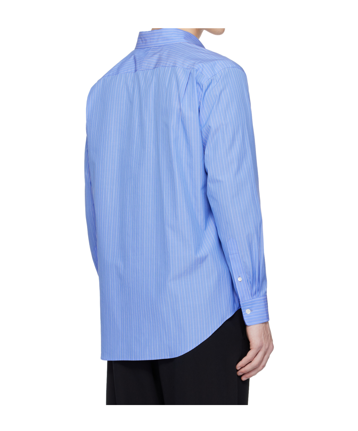 Auralee Lapel Long-sleeved Shirt In Blue