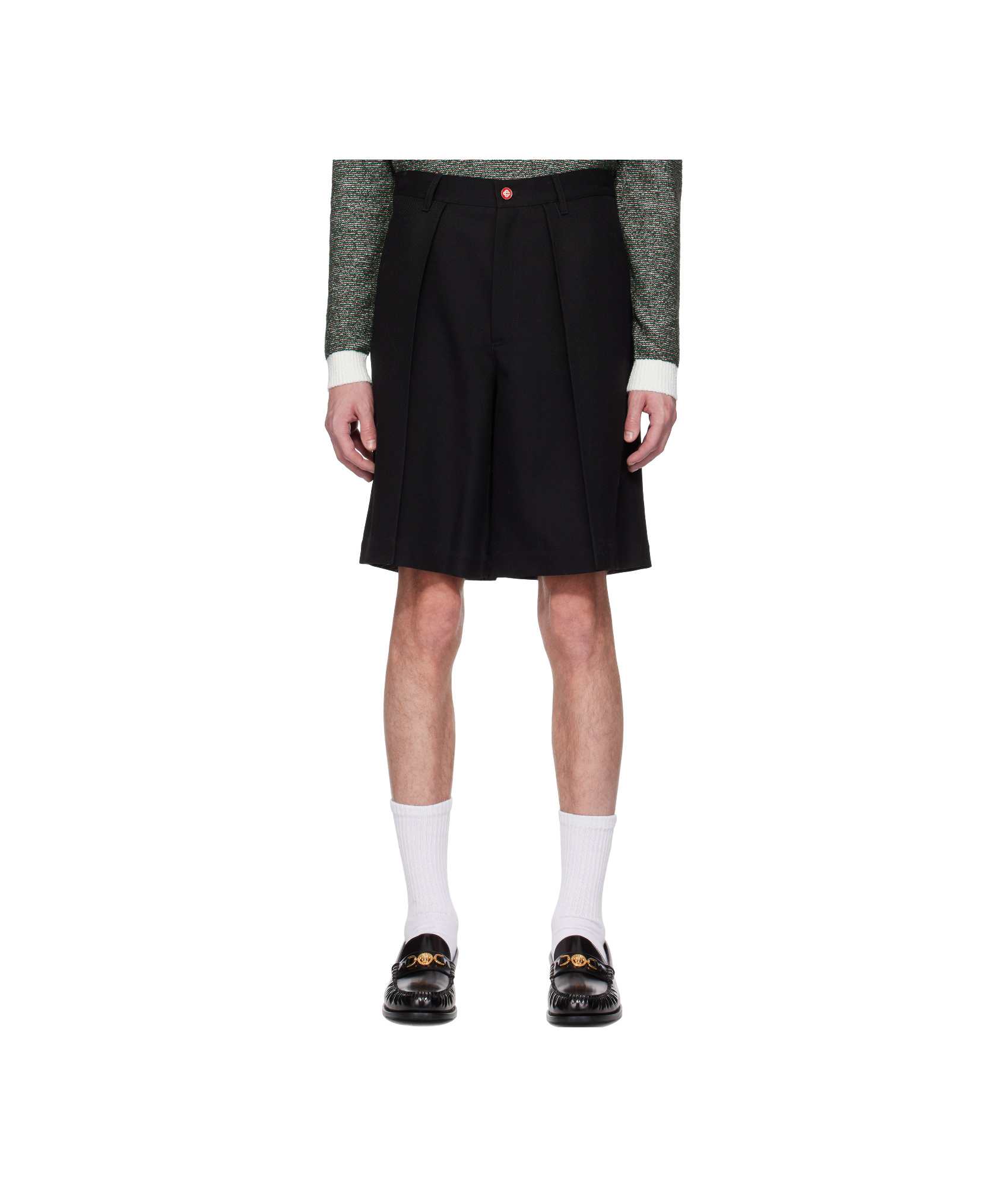 Casablanca Black Wool Pleated Tailored Shorts In Black