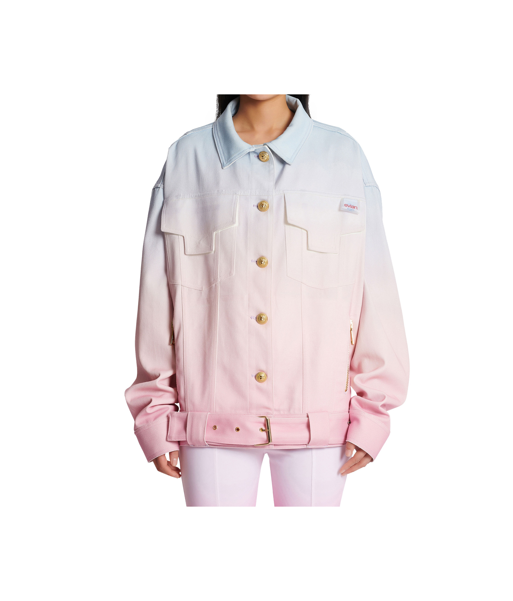 Shop Balmain X Evian Casual Jacket In White