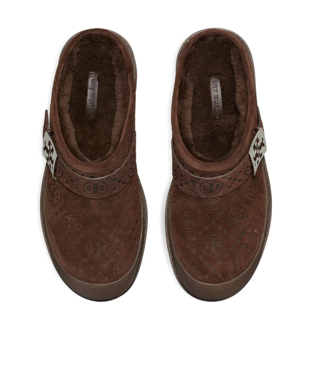 Tory Burch Mellow Shearling Platform Mules In Brown