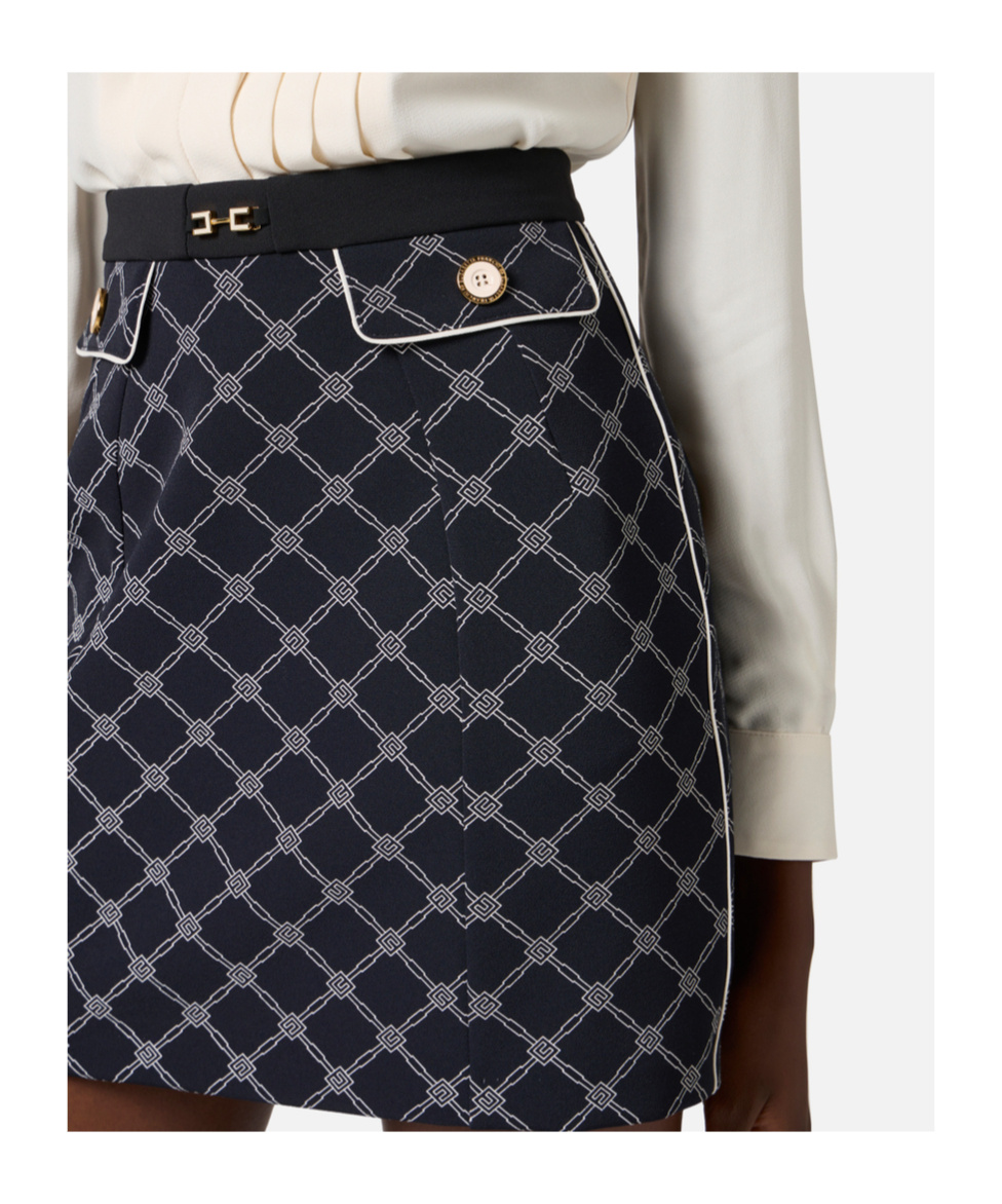 Elisabetta Franchi All-over Printed Mini Skirt In Black