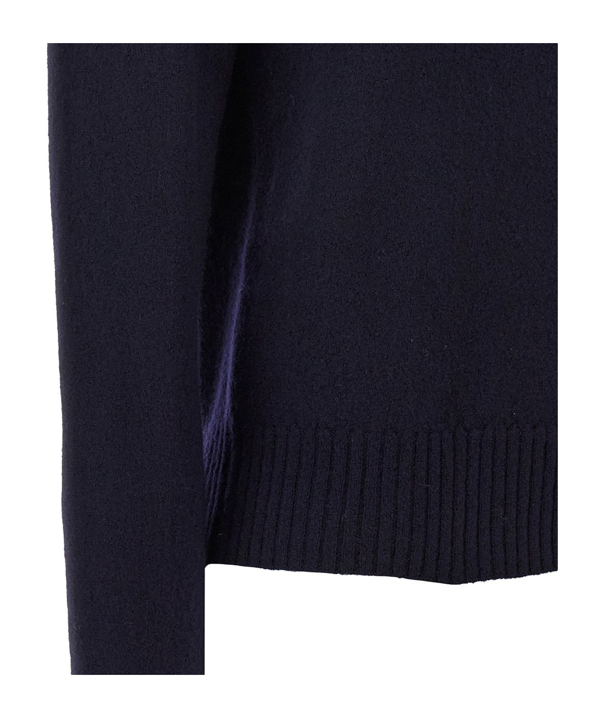 Jil Sander Crewneck Wool Sweater With Cuffed Sleeves In Black