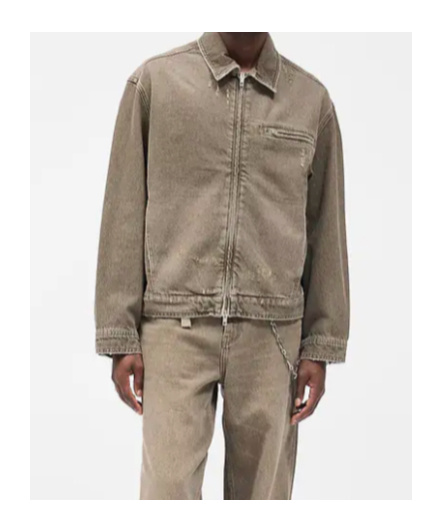 Represent Collared Denim Jacket In Gray