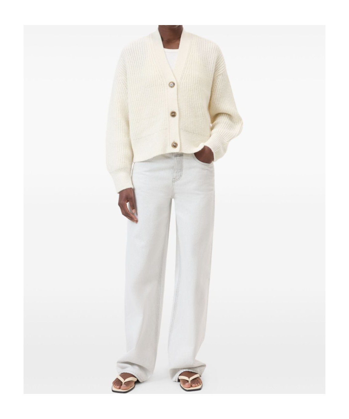 Closed Wool Blend V-necked Cardigan In White