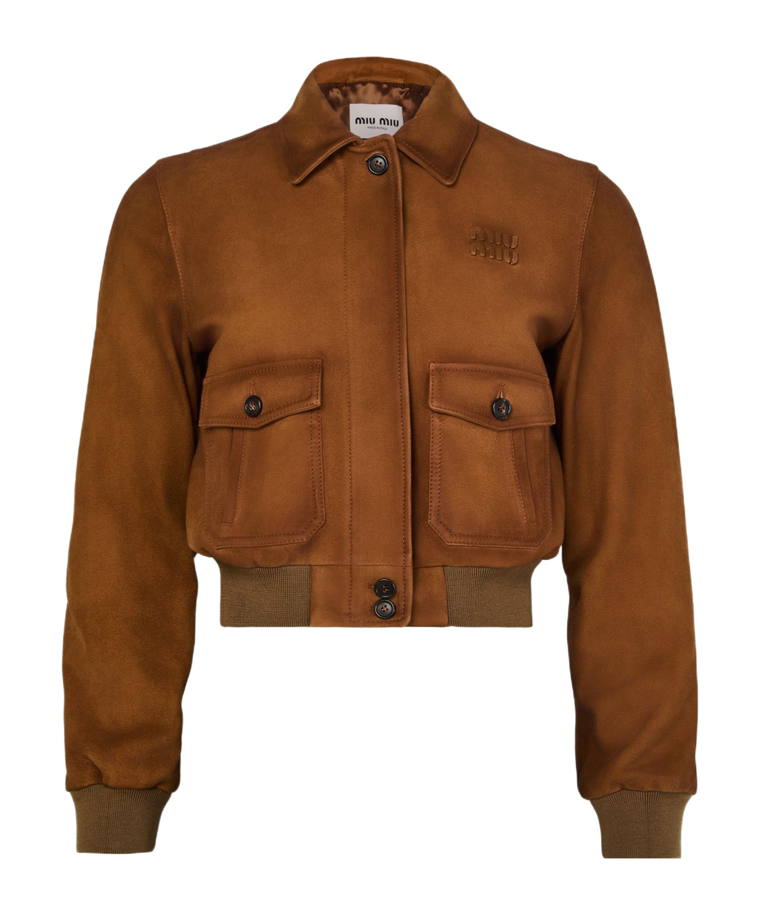 Miu Miu Lapel Long-sleeved Casual Jacket In Brown
