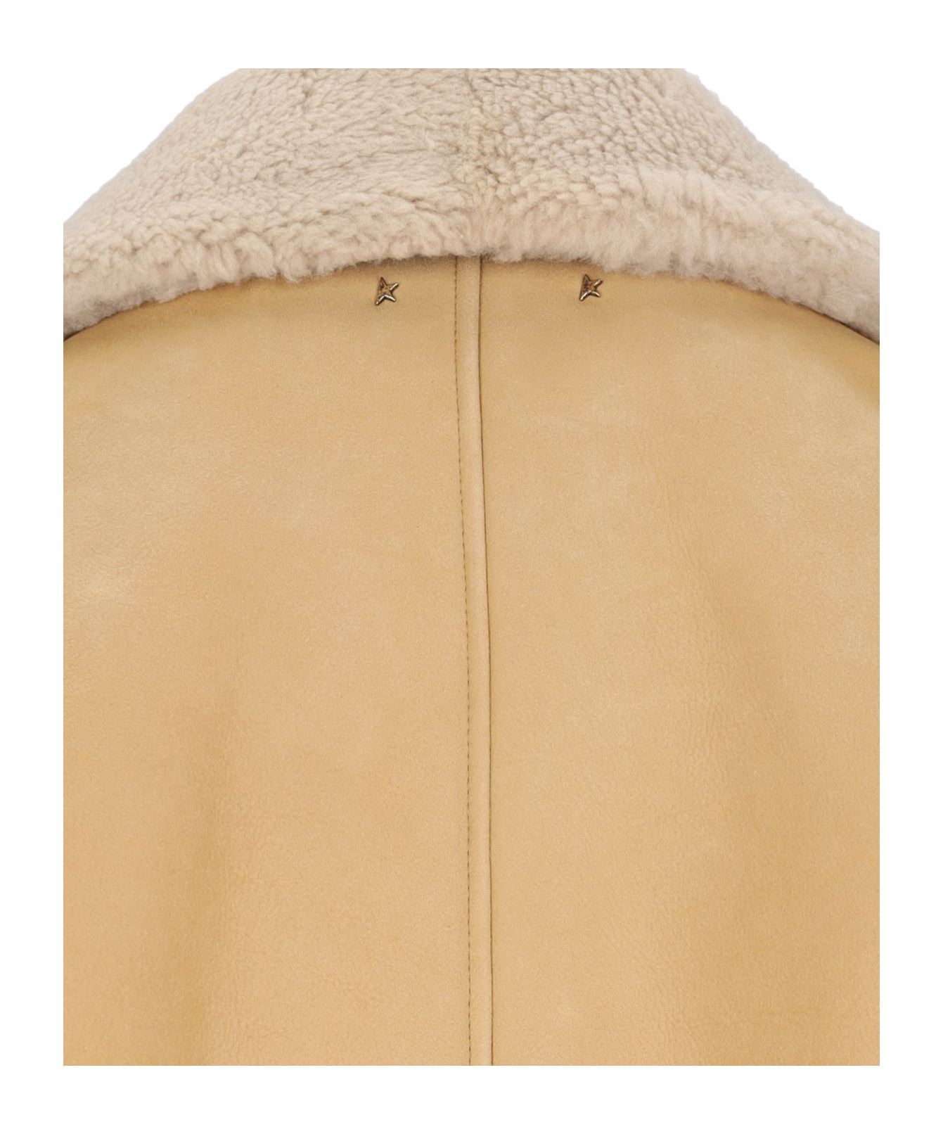 Golden Goose Women's Sheepskin Jacket With A Wide Shearling Shawl Collar In Nude