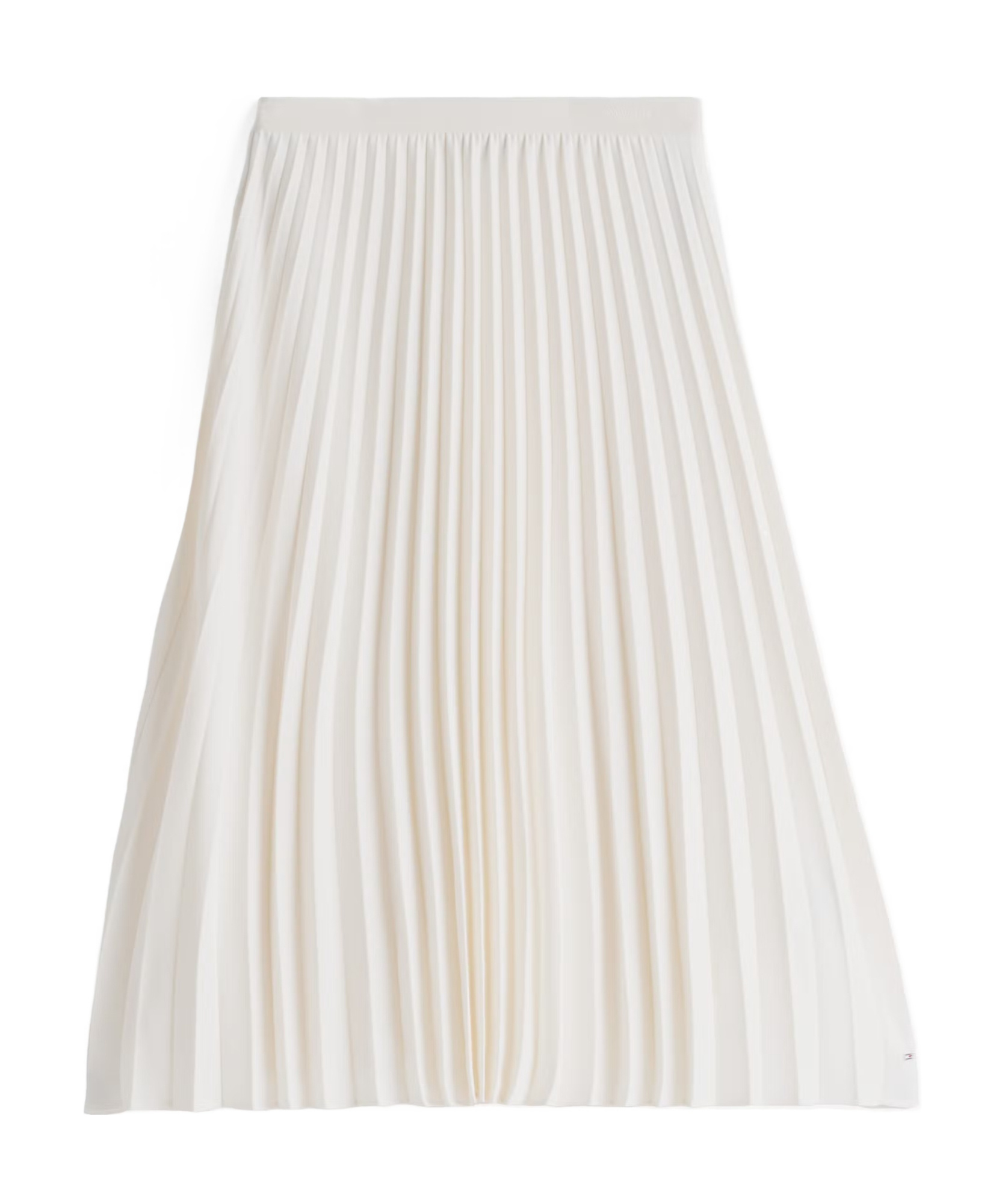 Tommy Hilfiger Logo Waistband Pleated Midi Skirt In Ivory Petal