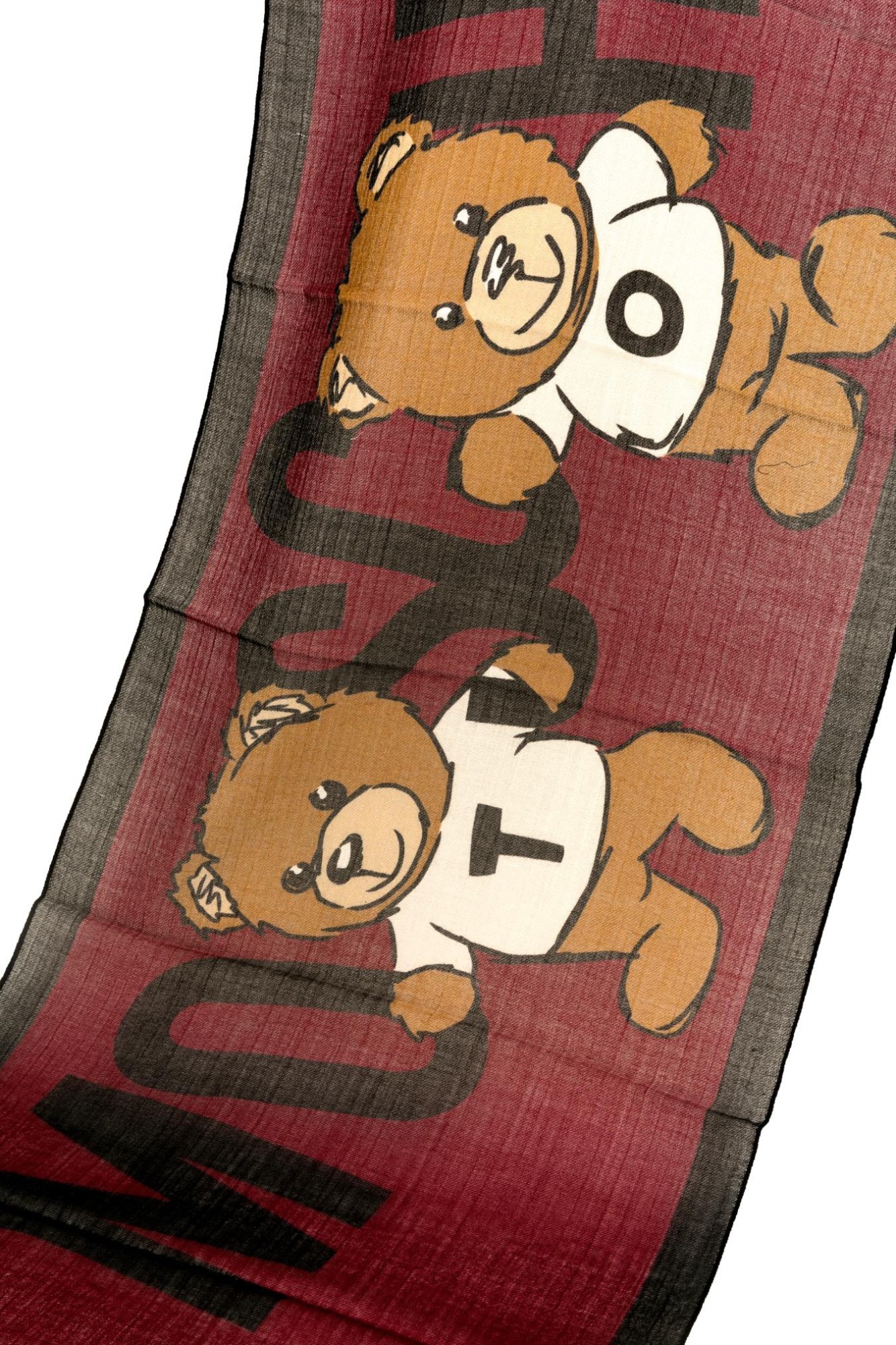 Moschino Teddy Bear Pattern Scarf. In Red