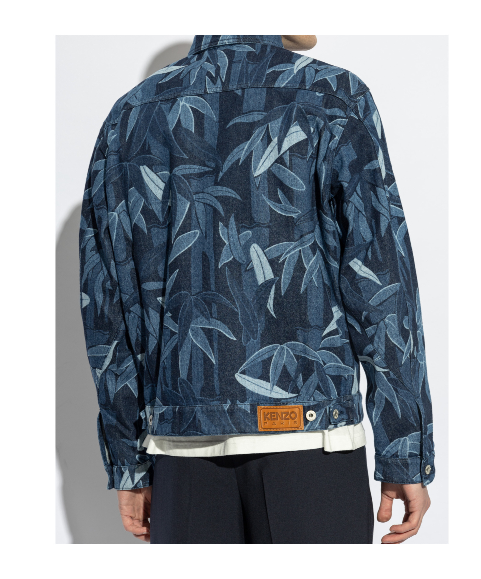 Kenzo Leaf Print Blazer Featuring Multiple Pockets In Blue