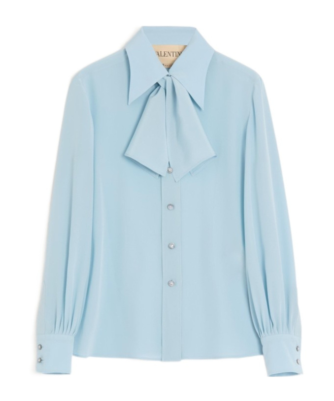 Valentino Crepe De Chine Shirt In Blue