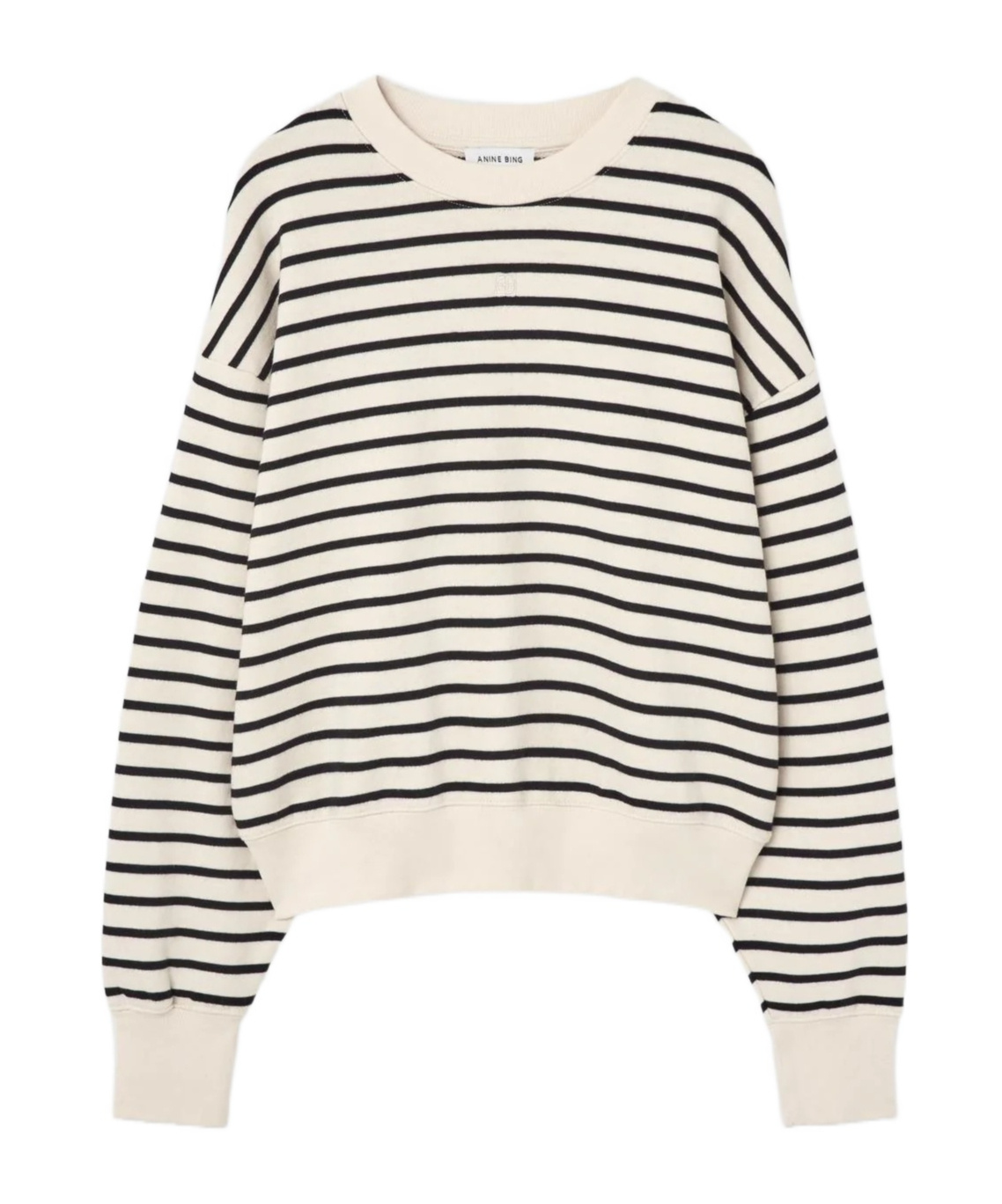 Anine Bing Striped Crew Neck Sweatshirt In White