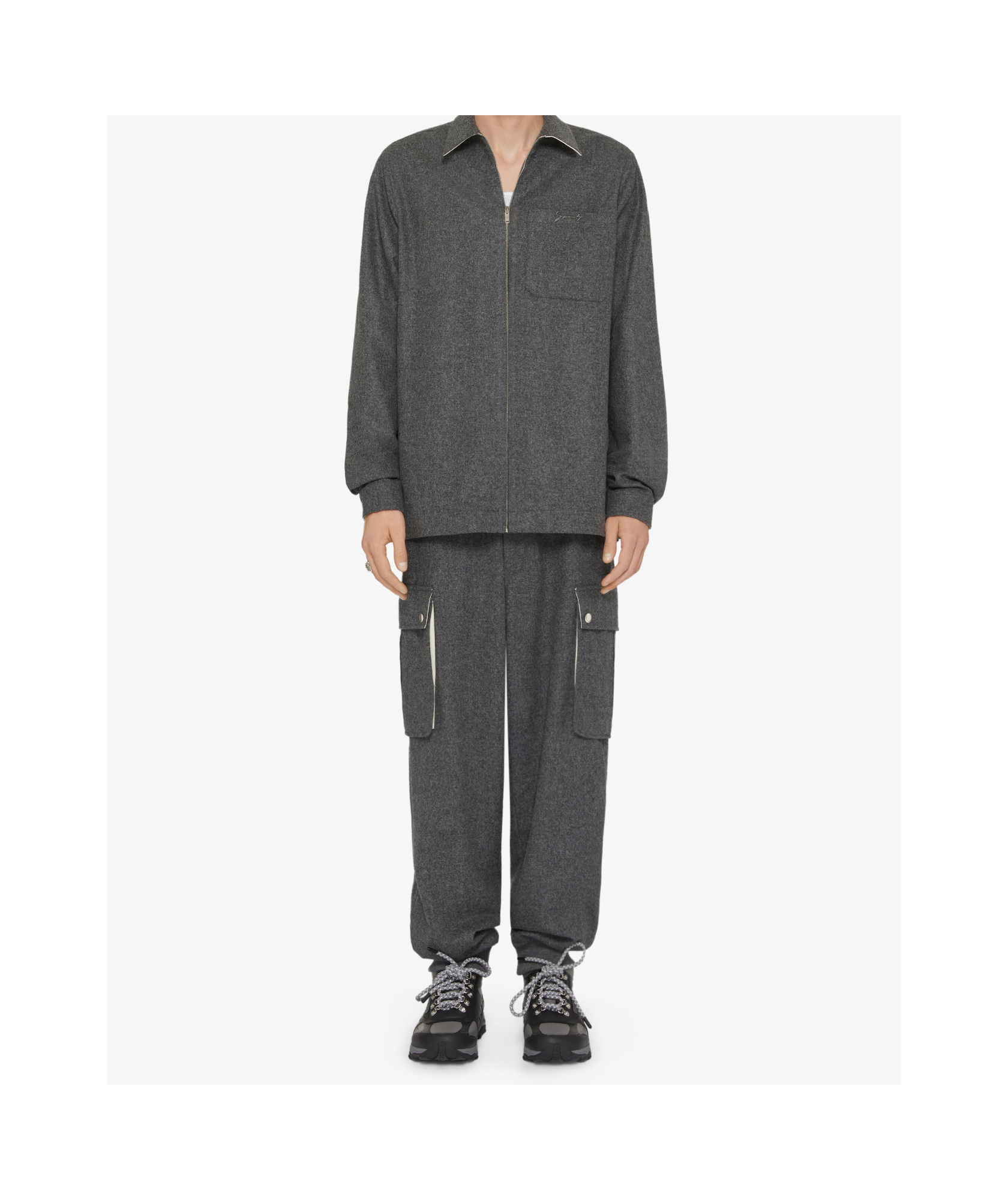 Givenchy Zipped Shirt In Wool In Black